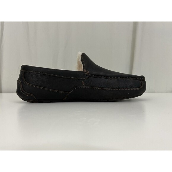 UGG Men’s Ascot Leather Slip On Slippers 5379 Dark Brown Sz 9 Extra Wide Luxe main image 8